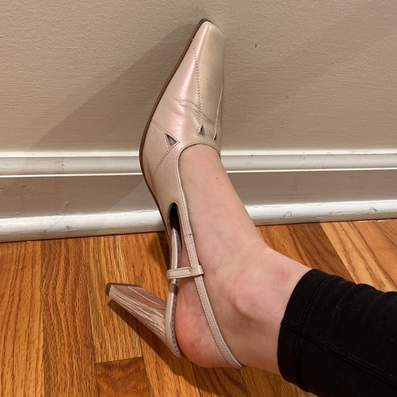 Giorgio Fabiano Leather Shiny Pink Slingback Heels - Picture 13 of 15